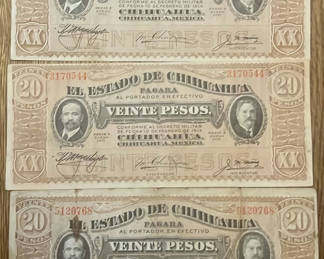 Lot 17: 1915 Mexican Series K 20 Peso Obsolete Mexican Money