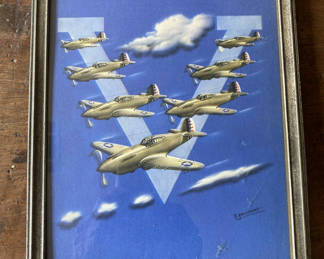 Lot 101: WWII Victory Print Warplanes in V Formation Titled America’s Answer