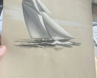 Lot 48: Watercolor Painting Of Sailboat Professional Quality Unsigned