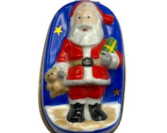 Limoges France Hand-Painted Santa Christmas Trinket Box
