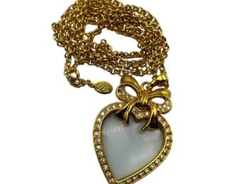 Vintage Joan Rivers Gold-Tone Heart Magnifying Glass Pendant Necklace