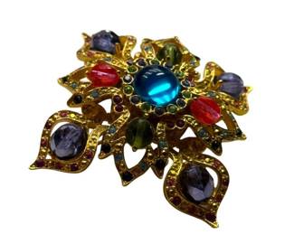 Joan Rivers Multicolor Rhinestone Maltese Cross Brooch