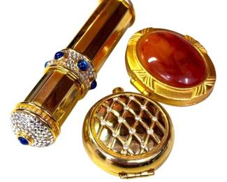 Kenneth Jay Lane Vintage Perfume Atomizer, Solid Perfume Compact & Mirror Compact Set\
