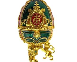 Joan Rivers Imperial Treasures Russian-Style Enamel Egg Trinket Box with Elephant Finial