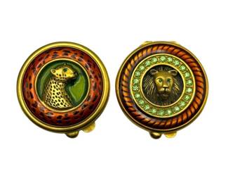 Bob Mackie Jeweled Lion & Leopard Gold-Tone Trinket Boxes
