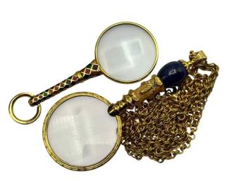 Vintage Gold-Tone Magnifying Glass Pendant Necklaces