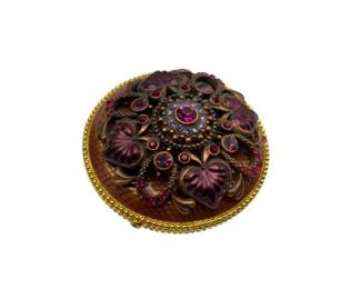 Joan Rivers Purple Rhinestone Brooch, Earrings & Trinket Box Set