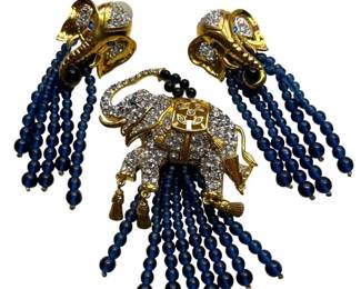 Avon Elizabeth Taylor Elephant Brooch & Clip-On Earrings Set