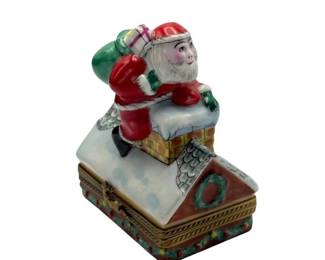Limoges France Hand-Painted Santa Claus Christmas Trinket Box by Cesar Palma