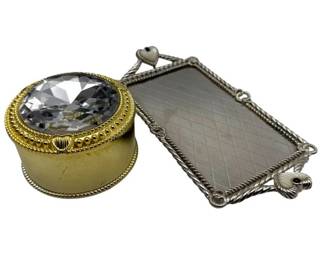 Judith Ripka Crystal Trinket Box & Silver-Tone Vanity Mirror