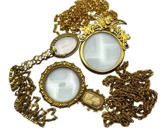 Vintage Gold-Tone Magnifying Glass Pendant Necklace Collection