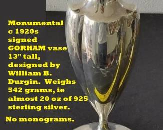 Huge GORHAM William B Durgin stertling silver vase circa 1920s