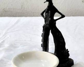 Rare Frankart ash tray or trinket dish with gaucho cowboy 1920s