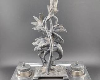 antique double inkwell