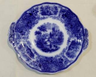 Flow blue plate by Burgess non pareil