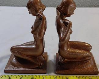 1920s signed Bronzart kneeling nude bookends