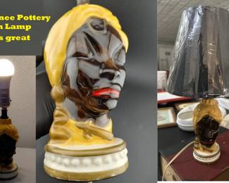 Shawneed pottery blackamoor sultan figural pottery electric lamp