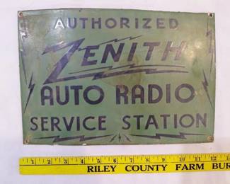 Zenith radio porcelain sign