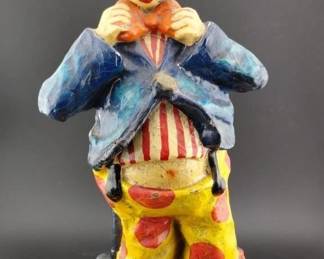 creepy paper mache hand painted clown Halloween interest