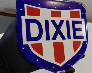 Dixie porcelain gas pump sign