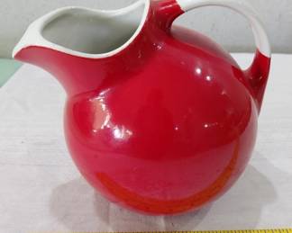 Hall Superior 1940s red and white ball jug kitchen pitcher