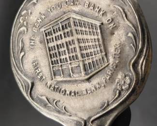 Paris Texas bank old advertising hand mirror