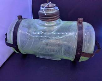 antique George Clark dated 1913 stove kerosene tank glows green w black light