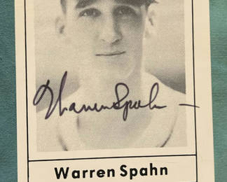 Lot 116: Warren Spahn 1978 Grand Slam Autographed Baseball Card COA