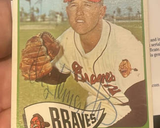 Lot 40: 1965 Topps Milwaukee, Braves Denver, Lemaster Autographed Baseball Card Coa