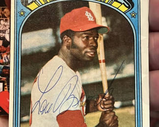 Lot 141: Blue Brock Cardinals Baseball Outfielder Autographed 1972 Topps Card HOF COA