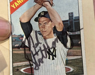 Lot 8: Mel Stottlemeyer 1966 Yankees Autographed Topps Card Baseball With Coa