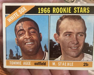 Lot 80: 1966 Topps Rookie Stars White Sox, Tommy Agee White Sox Autographed
