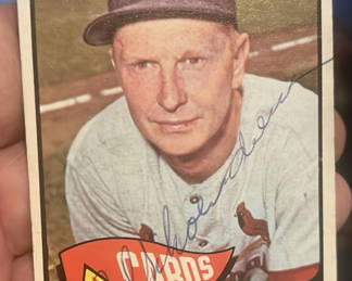 Lot 38: 1967 Topps Autographed Baseball Cardinals Red Schoendienst Manager Coa