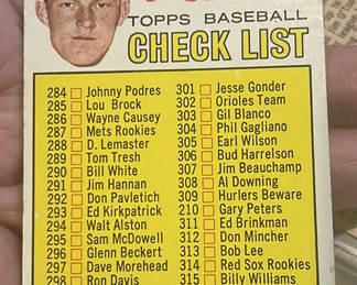 Lot 66: 1967 Topps Baseball Fourth Series Checklist Card 278