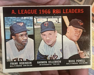 Lot 77: 1966 RBI Leaders Topps Baseball Card Orioles, Frank Robinson, And Boog Powell As Well As Harmon Killabrew