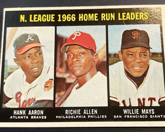 Lot 2: 1967 Topps Card 244 Baseball Home Run Leaders, National League, Hank, Aaron, Willie Maze