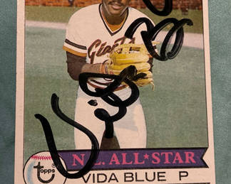 Lot 115: Vida Blue 1979 Topps Autographed COA Athletics Baseball Card