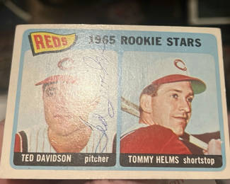 Lot 22: 1965 Reds Rookie Stars Topps Baseball Card Autograph Ted Davidson With Coa