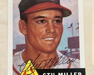 Lot 88: 1953 Topps Reprint Autograph Baseball Card Stu Miller Cardinals