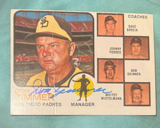 Lot 126: Dan Zimmer, San Diego, Padre Manager Autographed Baseball Card With Coa Dan Zimmer, San Diego, Padre Manager Autographed Baseball Card With Coa