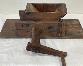 Primitive Wooden Crank Fruit Grinder/ Cider Press