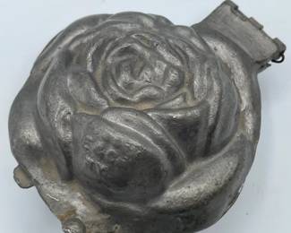 Early Pewter Rose Shaped Ice Cream/ Chocolate Mold