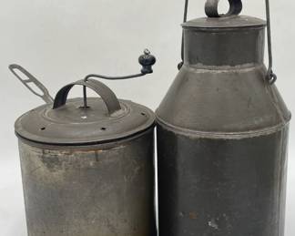 Early Tin Mixer and Cream Can