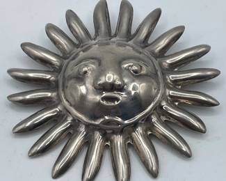 Sterling Silver Celestial Sun Brooch/ Pendant (Mexican Silver 925)