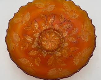 Fenton Marigold Carnival Glass "Holly" Bowl