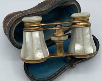 French Mother of Pearl Opera Glasses in Case