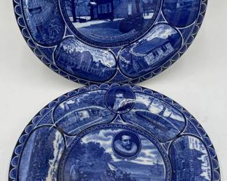 Blue Staffordshire Historical Plates, Late 1800's to Early 1900's
