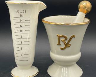 Owens-Illinois Apothecary Set, Mortar & Pestle and Beaker