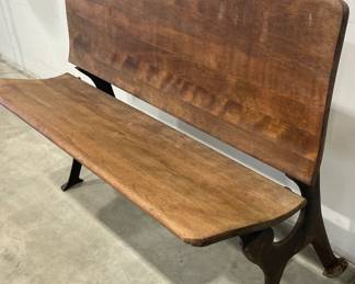 Folding Child's Double Desk School Bench
