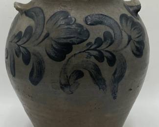 Rare Fayette Missouri Early Blue Decorated 3 Gallon Ovoid Jar with Blue Decoration all Around